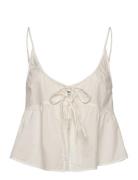 Cotton Poplin Tie-Front Pyjama Top White Monki