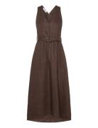 Belt Linen Dress Brown Mango