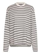 Striped Boxy Long Sleeve T-Shirt White Weekday