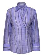 Striped Shirt With Multi-Position Closure Blue Mango