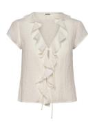 Frilled Tie-Front Top White Weekday