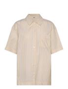 Over D Short-Sleeved Cotton Poplin Shirt Beige Monki
