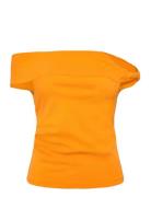Asymmetrical Strapless Top Orange Mango