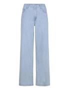 Mid-Rise Wide Leg Denim Trousers Blue Mango