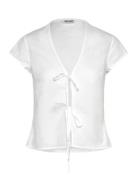 Tie-Front V-Neck Cotton Blouse White Weekday