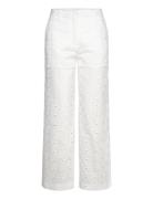 Straight-Fit Embroidered Cotton Trousers White Mango