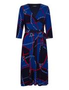 Rope-Print Surplice Stretch Jersey Dress Blue Lauren Ralph Lauren