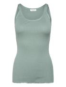 Rwbelle Silk U-Neck Strap Elastic T Green Rosemunde