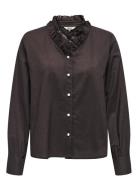 Onlhassie L/S Frill Shirt Ox Wvn Brown ONLY