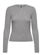 Vmannie Ls O-Neck Top Jrs Noos Grey Vero Moda