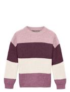 Kmgsandy L/S Stripe Pullover Knt Noos Purple Kids Only