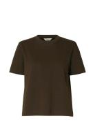 Slfessential Ss Boxy Tee Noos Brown Selected