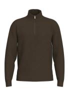 Slhemanuel Soft Zip High Neck Sweat Noos Brown Selected