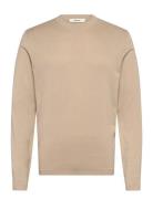 Slhravi Ls Knit Structure Crew Neck Beige Selected