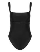 Eyelet Swimsuit Black BOSS