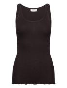 Rwbelle Silk U-Neck Strap Elastic T Brown Rosemunde