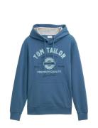 Hoodie With Print Blue Tom Tailor