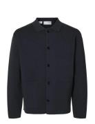 Slhmike Light Relaxed Polo Cardigan Noos Navy Selected