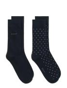 Dot And Solid Socks 2-Pack Navy GANT