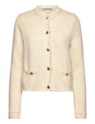 Knitted Cardigan With Frayed Ends Cream Mango
