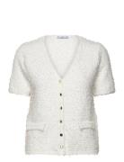 Short-Sleeved Bouclé Cardigan White Mango