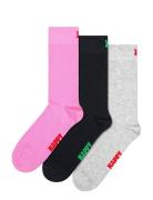 3-Pack Solid Socks Patterned Happy Socks