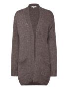 Rwtulip Wool Blend Long Knit Cardig Brown Rosemunde