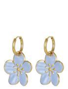 Calista Enamel Earring Blue Bud To Rose