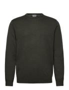 100 % Merino Crew Neck Knit Khaki Lindbergh Black
