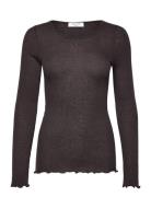 Rwburlington Wool Ls O-Neck T-Shirt Brown Rosemunde