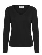 Rwelma Modal V-Neck T-Shirt Black Rosemunde