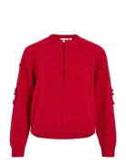 Vimerit L/S O-Neck Bubble Knit Cardigan Red Vila