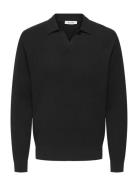 Onsphil Reg 12 Struc Split Neck Knit Black ONLY & SONS