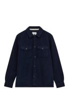 Akoscar Boiled Wool Overshirt Navy Anerkjendt