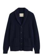Wool Blend Shawl Collar Cardigan Navy GANT