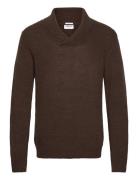 Lambswool L/S Shawl Collar Knit Brown Lindbergh