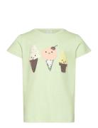 Top Ss Placement Print Icecrea Green Lindex