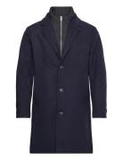Detachable Collar Lapel Coat Navy Lindbergh