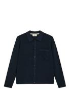 Aksvend Needle Rib Knit Cardigan Navy Anerkjendt