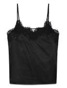 Rwjade Silk Strap Lace Top Black Rosemunde
