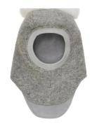 Balaclava Wool Alpaca Pompoms Grey Huttelihut