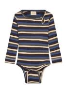 Body L/S Modal Multi Striped Navy Petit Piao