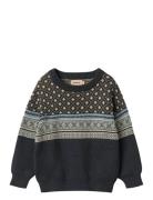 Jacquard Pullover Julius Navy Wheat
