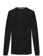 Rwbelize Silk Ls T-Neck T-Shirt Black Rosemunde