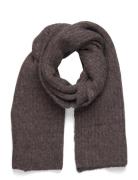 Rwtulip Wool Blend Rib Knit Scarf Brown Rosemunde