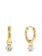 Como Hoop Earring Crystal Gold By Jolima