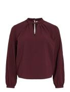 Viveama L/S High Neck Top/Pb Burgundy Vila