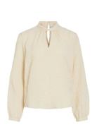 Viveama L/S High Neck Top/Pb Cream Vila