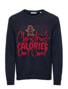 Onsx-Max Reg Text Crew Knit Navy ONLY & SONS