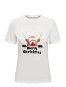 Onlxmas Life Yrsa Christmas S/S Top Jrs White ONLY